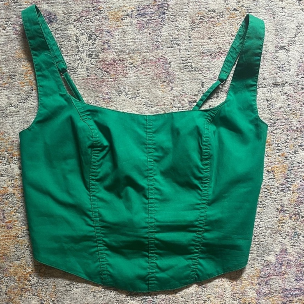 Abercrombie & Fitch Emerald Green Square-Neck Crop Top